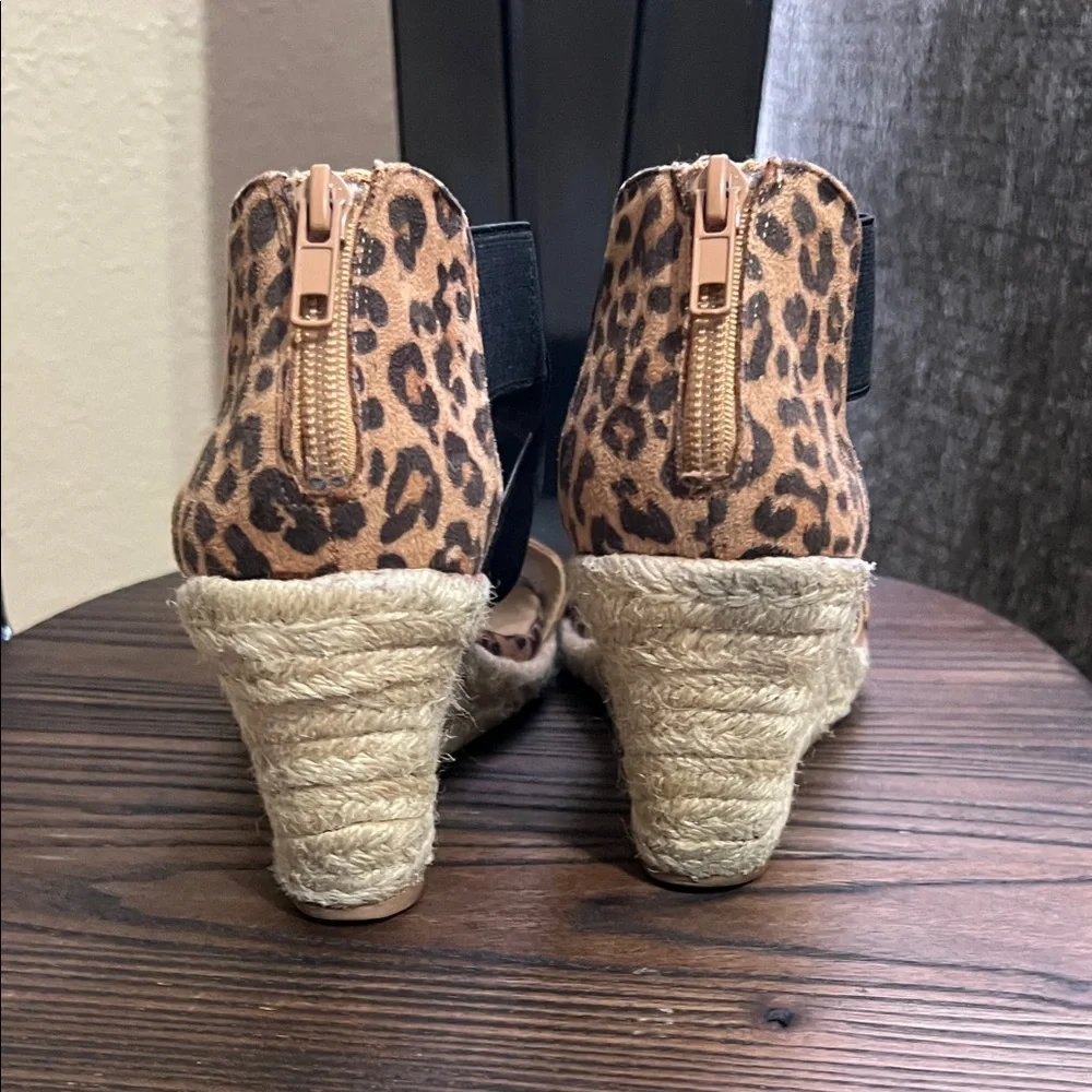 Leopard Print Espadrille Sandals with Black Straps - Picture 4 of 6